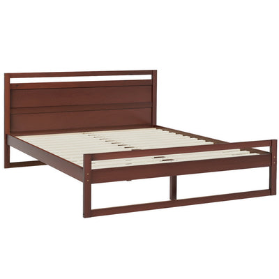 NNEDSZ Bed Frame Queen Size Wooden Walnut WITTON-0