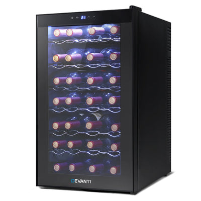 NNEDSZ Wine Cooler 28 Bottles Glass Door Beverage Cooler Thermoelectric Fridge Black-0