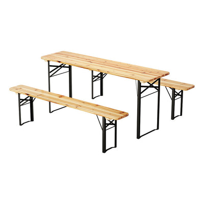 NNEDSZ 3 PCS Outdoor Furniture Dining Set Lounge Setting Patio Wooden Bench-0