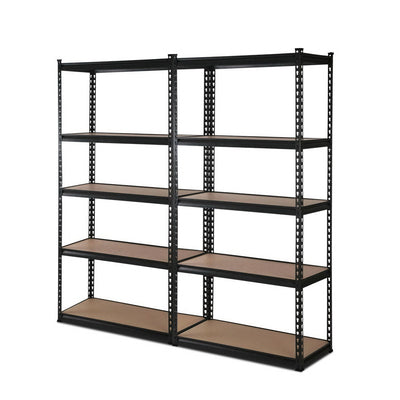 NNEDSZ 2x1.8M 5-Shelves Steel  Shelving Racking Garage Storage Rack Black-0