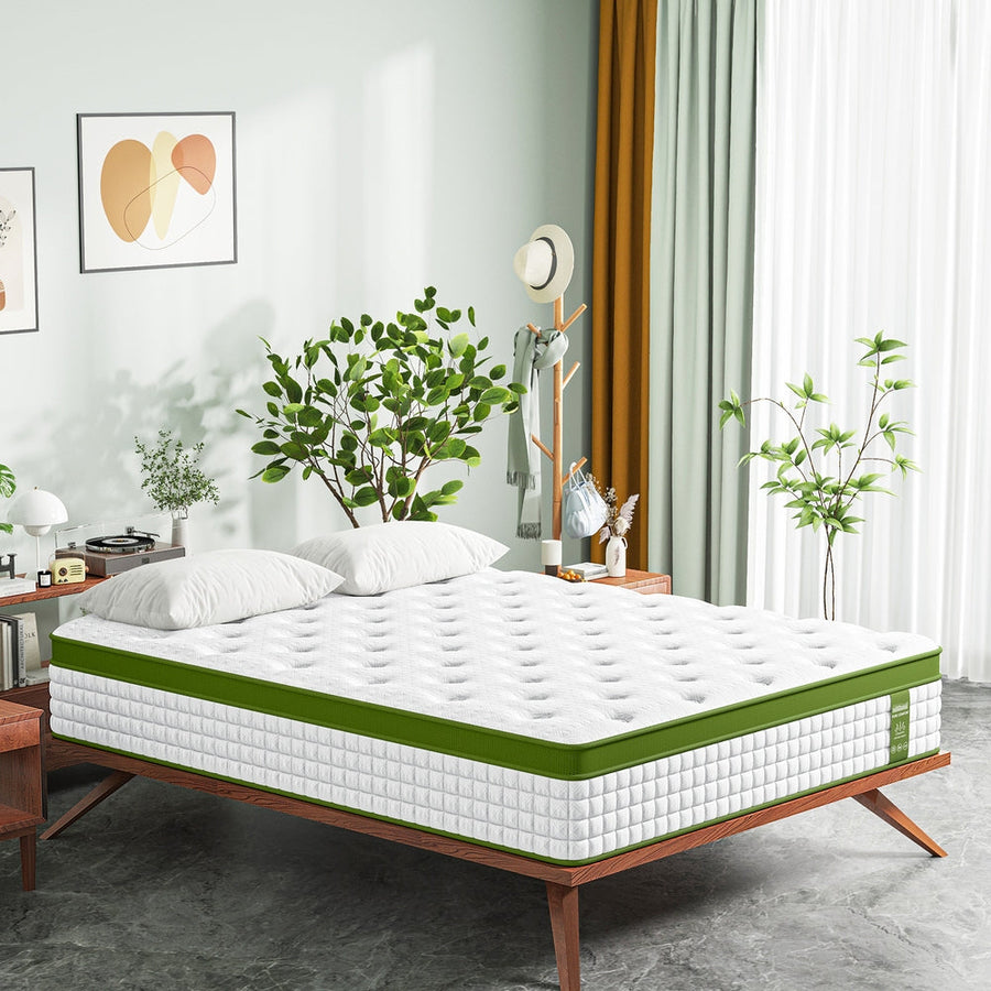 BedStory 34cm Queen Latex Hybrid Mattress Medium Firm - 5 Zone Pocket Spring Bed for Pressure Relief Motion Isolation-0