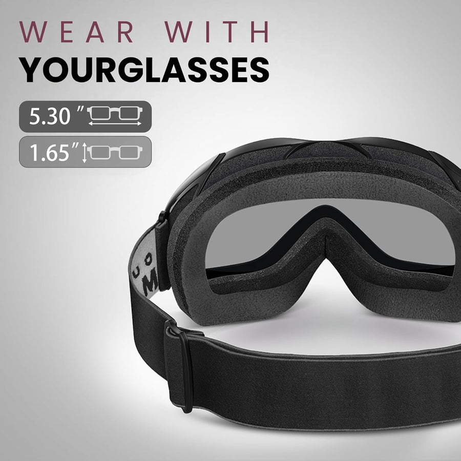 OutdoorMaster OTG Ski Goggles - Over Glasses Ski/Snowboard Goggles for Men, Women & Youth - 100% UV Protection-OM-5