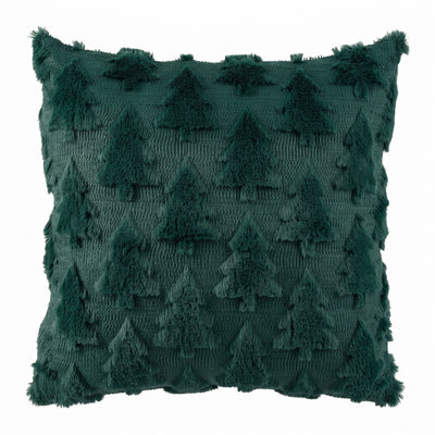 Jingle Jollys Christmas Tree Pillow Covers 2 Packs Cushion Covers Soft Faux Fur Jacquard Throw Pillow Covers 45 x 45cm Green