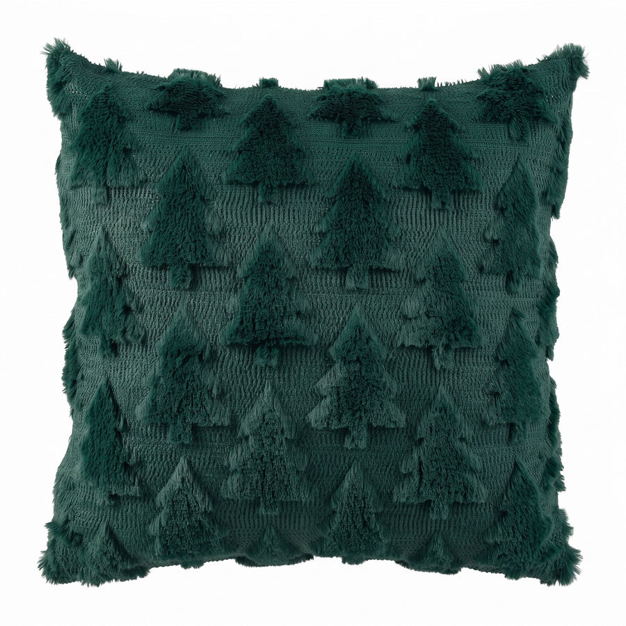Jingle Jollys Christmas Tree Pillow Covers 2 Packs Cushion Covers Soft Faux Fur Jacquard Throw Pillow Covers 45 x 45cm Green