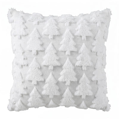 Jingle Jollys Christmas Tree Pillow Covers 2 Packs Cushion Covers Soft Faux Fur Jacquard Throw Pillow Covers 45 x 45cm White