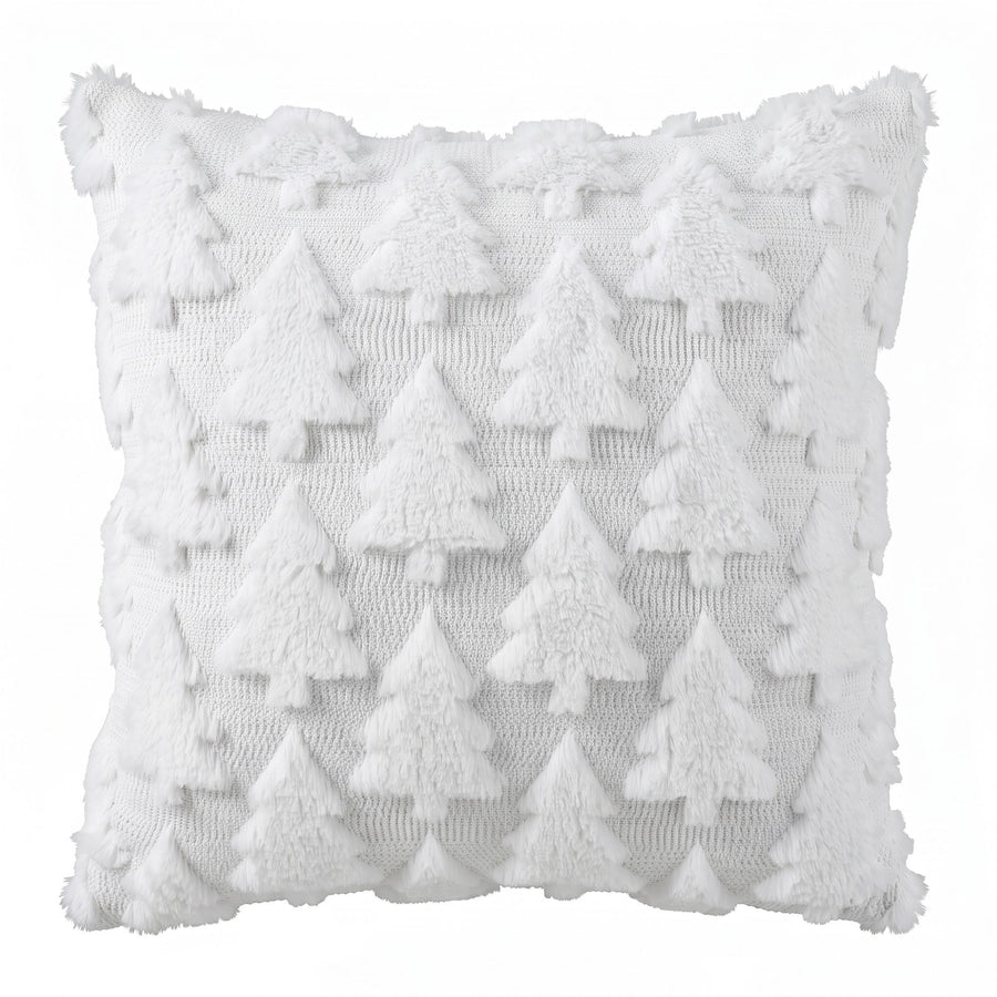 Jingle Jollys Christmas Tree Pillow Covers 2 Packs Cushion Covers Soft Faux Fur Jacquard Throw Pillow Covers 45 x 45cm White