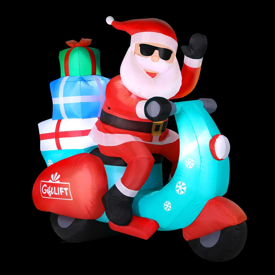 NNEDSZ Jingle Jollys Christmas Inflatable Santa Motorbike LED Illuminated Decorations-0
