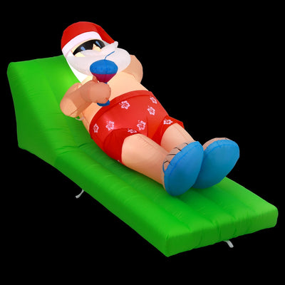 NNEDSZ Christmas Inflatable Santa Bench 1.8M LED Illuminated Decorations-0