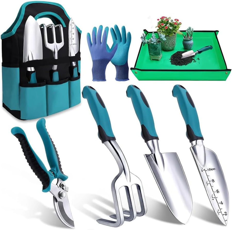 7Pcs Garden Tool Set, Garden Hand Tools, Rust-Resistant Gardening Set, with Durable Storage Bag, Yard Tools Kit,Backyard Toolbox Essentials,Rust-Proof Gardening Gear,For Man