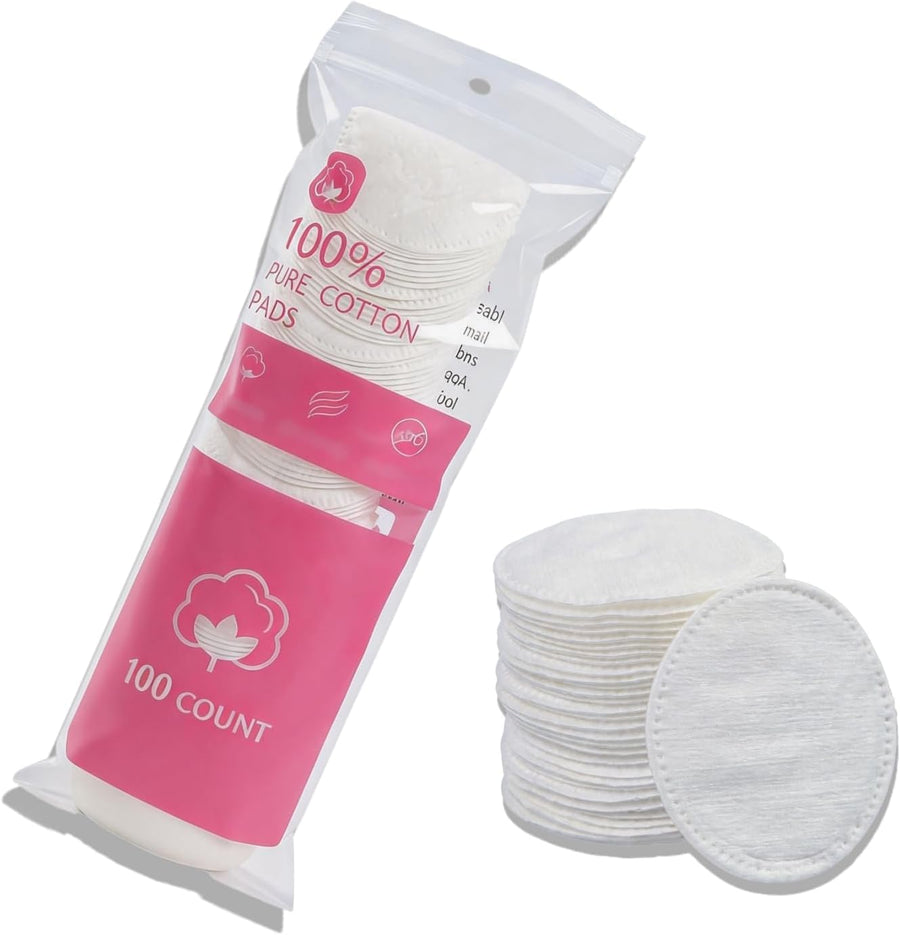100 Pcs round Cotton Pads, Double Sided Facial Makeup Remover Pads for Gentle Skin Care, Lightweight Portable Beauty Tools for Daily Home, Travel, Salon Use