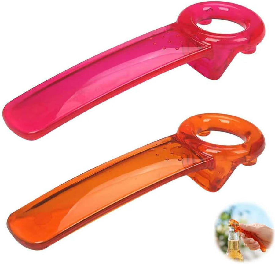 2Pcs Can Opener Manual, Plastic Tin Opener, Ergonomic Bottle Openers, Jar Gripper, Kitchen Gadgets (Orange & Red)