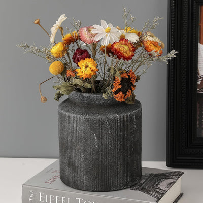 Farmhouse Vase for Home Decor, Vintage Rustic Terracotta Flower Vase Suitable for Home Decor, Living Room, Shelf, Dining Table. 7In（Frosted Dark Blue）
