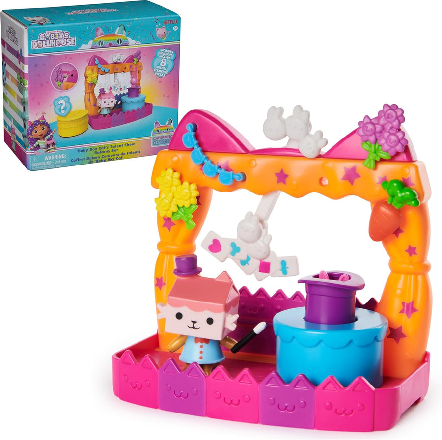Gabby’S Dollhouse, Baby Box Talent Show Balcony Playset, 8-Pcs with Toy Figures, Doll House Accessories & Sensory Play, Kids Toys for Girls & Boys 3+