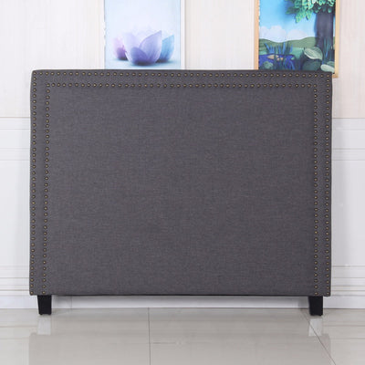 NNEDSZ Bed Head Queen Charcoal Headboard Upholstery Fabric Studded Buttons-0