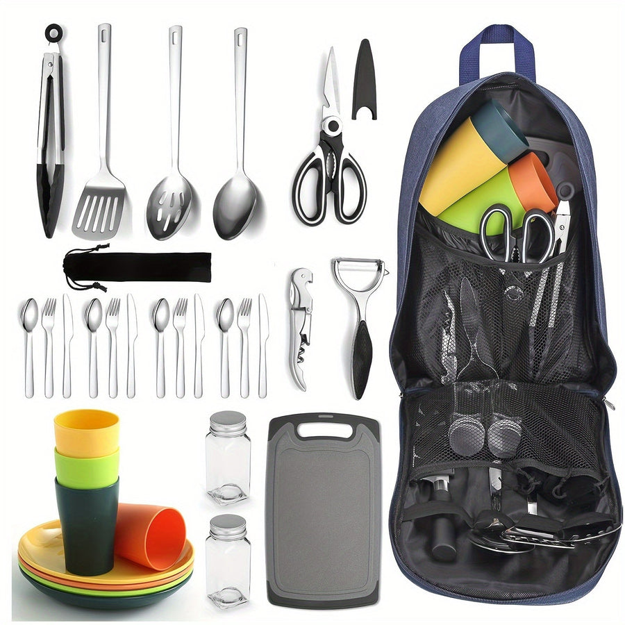 NNETM 31pcs Stainless Steel Camping Cookware Set Outdoor Kitchen-0