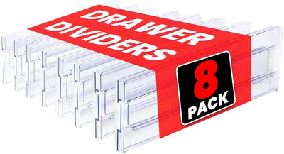 8 Pack Expandable Drawer Dividers, Multipurpose Organiser for Clothing Kitchen Office Storage, Adjustable Drawer Organiser for Home Storage & Organisation