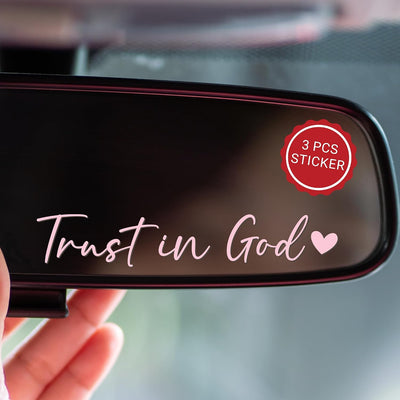 3PCS Trust in God Mirror Sticker (Pink), Car Stickers & Decals for Vehicles, Rear View Mirror Accessories, Cute Car Accessories for Women Interior, Cars Decor & Decorations