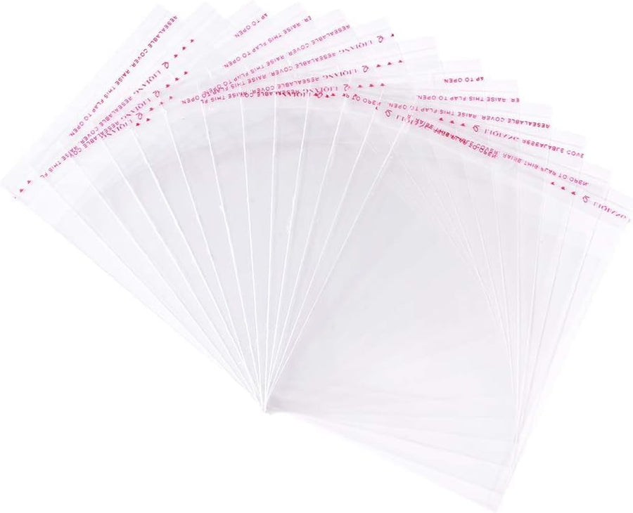 200 Pcs 10X15Cm Clear Poly Bags, Self Sealing OPP Cello Bags, Plastic Flat Open Poly for Packaging Fruits, Bread, Seafood, Treat, Covering and More