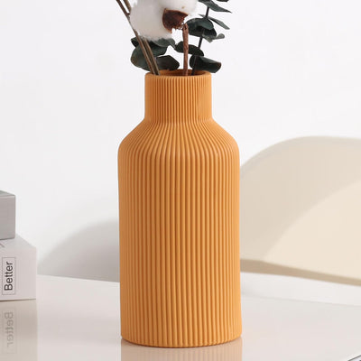 Ceramic Vase for Decor,Minimalist Modern Farmhouse Decor,Small Flower Vase for Pampas Grass,Table,Shelf Bookshelf Decor,Mantel,Entryway Decor and Centerpieces(8 Inch,Orange)