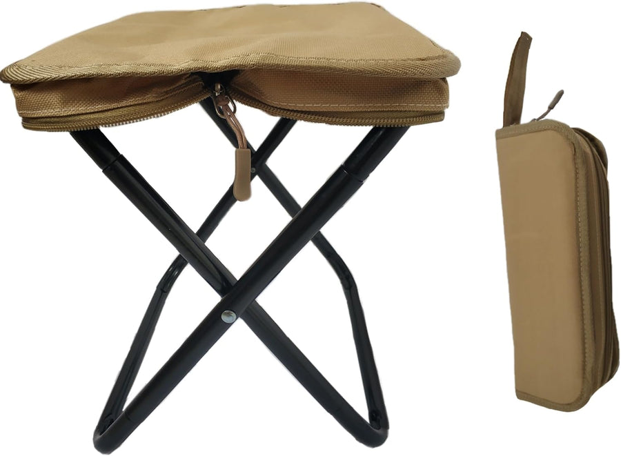 Portable Camping Folding Stool,Ultralight Travel Handbag Stool (Brown) | High Load-Bearing,Thickened Bracket,Collapsible Chair,Comfortable Breathable for Outdoor,Hiking,Fishing,Queuing Rest