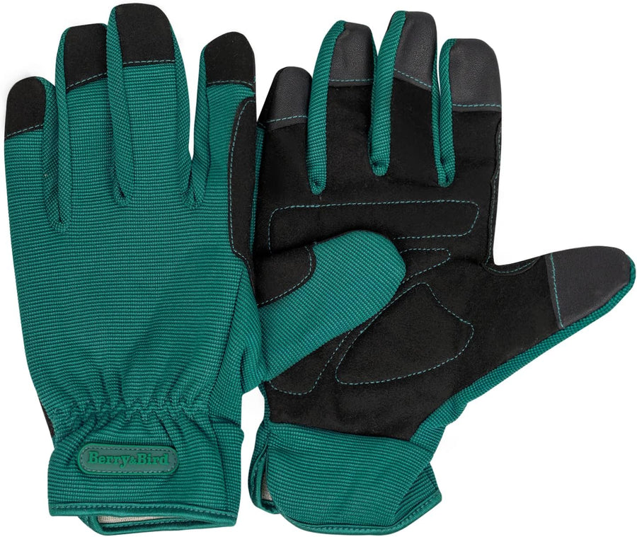 Elastic Band Design Thorn Proof Gardening Gloves, Breathable, Wear Resistant, Touch Screen, for Pruning Moon Season, Roses and Other Thorny Plants, Unisex (1 Pair, Dark Green)