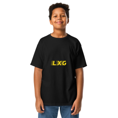 LXG AU Youth Tee — Blackout with gold LXG chest print