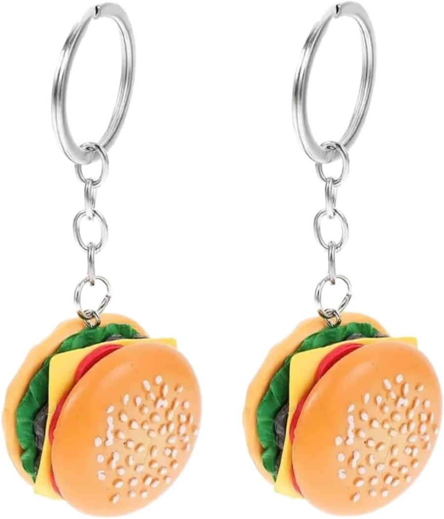 2Pcs Hamburger Simulation Cheeseburger Pendant Key Chain Key Ring Pendant Hamburger Handmade Jewelry for Hanging on Bag Key Women'S Novelty Keychains Accessories, Car Keychain, Bobs Burgers Keychai