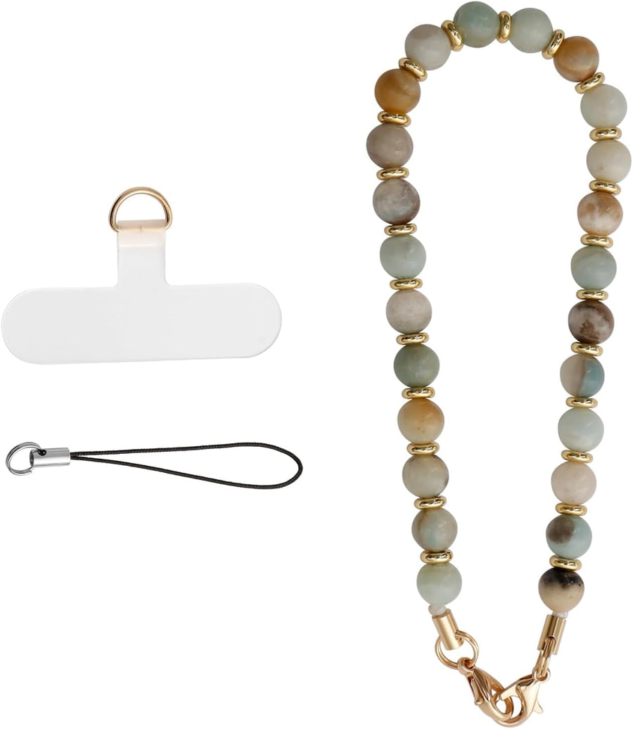Phone Wrist Strap Phone Charm Chain Lanyard Beaded Light Green | Universal Beads Bracelet Phone Charm Strap Phone Accessories for Women Ladies