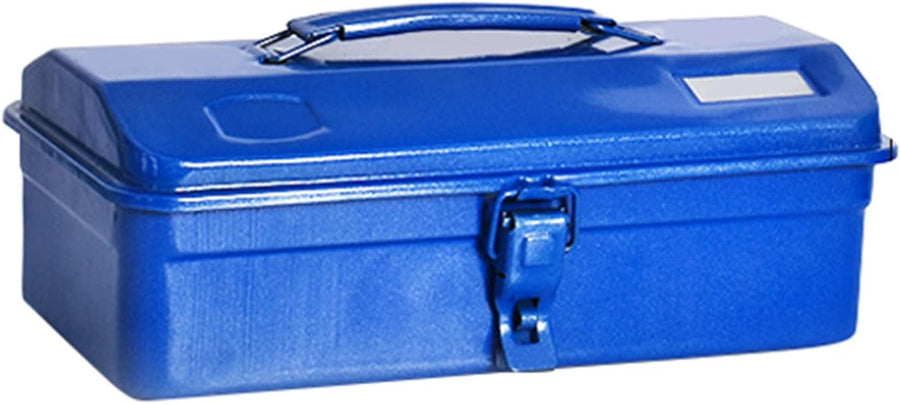Thickened Iron Case Metal Tool Box, Large Capacity Portable Toolbox with Lock, Hip Roof Style Portable Steel Tool Box for Repair Tools Hardware