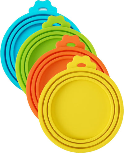 4Pcs Pet Food Can Covers,Universal Silicone Tin Can Lids Pet Food Can Cover Can Lids Pet Dog Cat Food Storage Can Tin Covers Lid Top 1 Fit 3 Standard Size