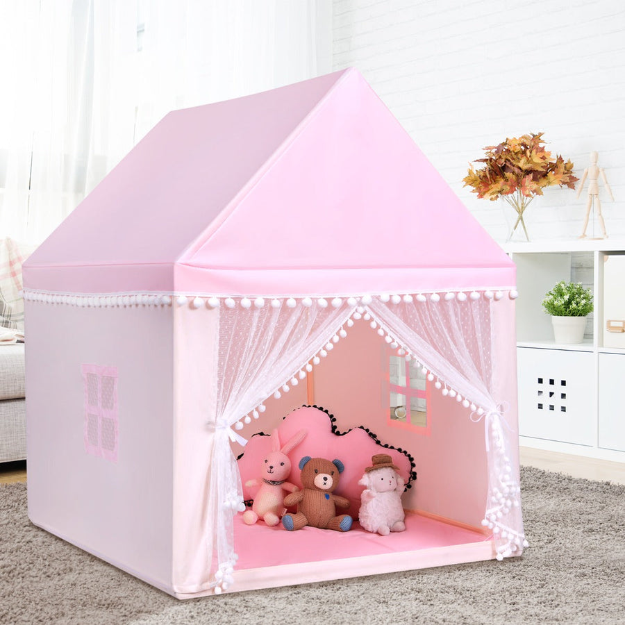 NNECW Multipurpose Kids Playhouse Castle with Solid Wood Frame & Cotton Mat for Boys & Girls Pink-0