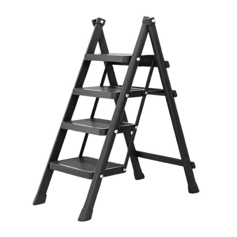 NNETM Metal Step Ladder with 4-Step Storage Rack-0